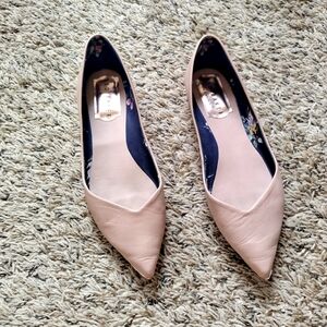 Ted Baker Ballet Flats Leather Pale Pink Pointed Toe Sz 39,5/8,5